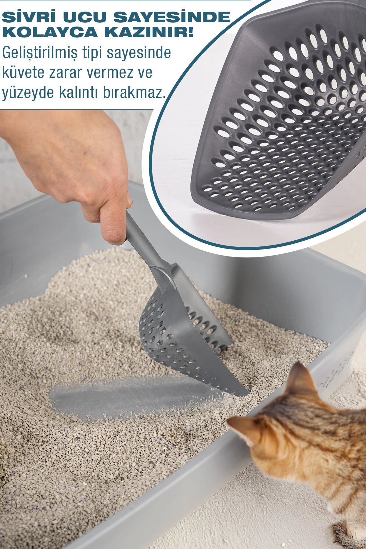 Küçük Delikli Kedi Kumu Eleme Küreği