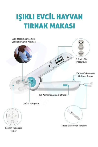 Işıklı Kedi Köpek Tırnak Makası