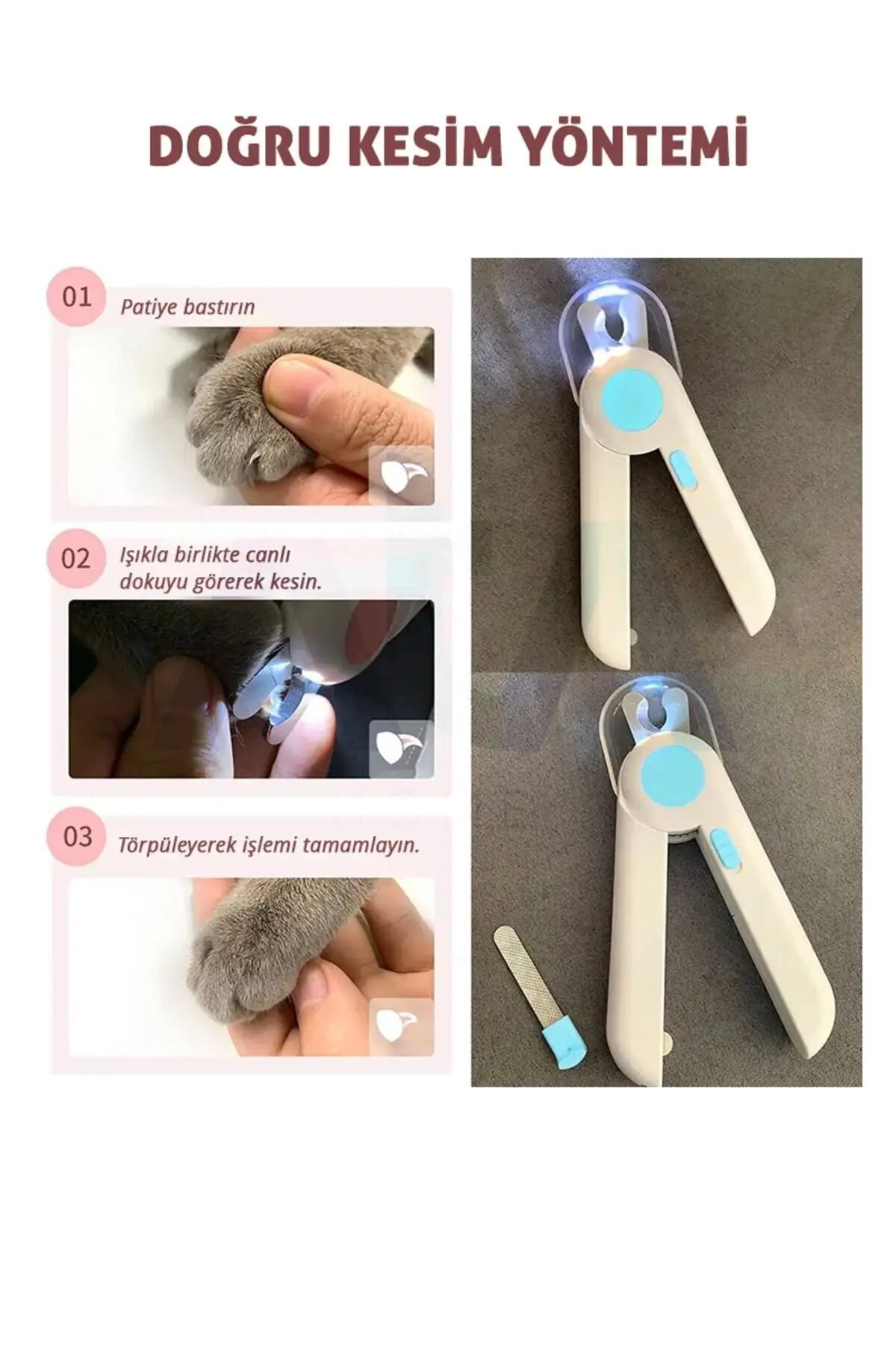 Işıklı Kedi Köpek Tırnak Makası